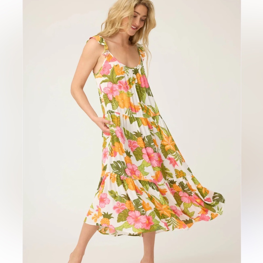 P.J Salvage NWT Copacabana Floral Midi Lounge Dress Size Small - Picture 2 of 12